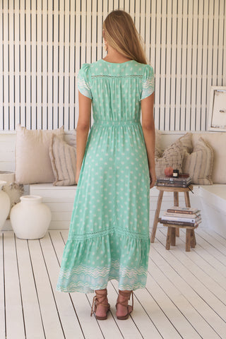 Carmen Maxi Dress - Sea Foam Print